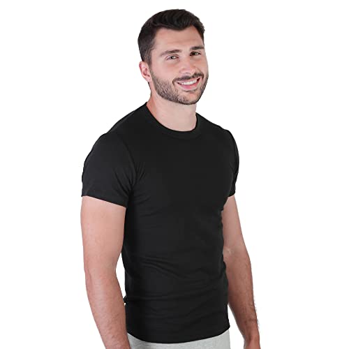 IRENE-Camiseta Interior Manga Corta y Cuello Redondo-Hombre-100% Algodón Peinado (XXL, Negro), 60 Cover