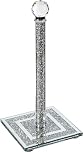 Crushed Diamond Kitchen Roll Holder – 34cm Silver Crystal Filled Paper Towel Stand, Luxury Diamante Freestanding Chrome Tissue Holder, Sparkly Home Décor Kitchen Accessory