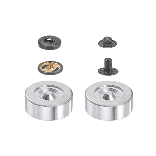 Uxcell 12 Sets Snap Fasteners Kit, 15Mm 0.59" Copper Metal Press Studs Buttons Tool With Base & Storage Box For Clothing Leather Sewing, Gunmetal #TOP3