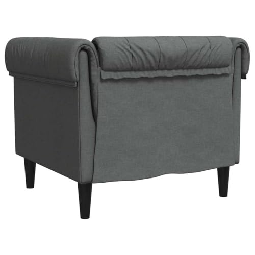 vidaXL Chesterfield Sessel, Polstersessel mit Armlehnen Rückenlehne Stützbeine, Loungesessel für Wohnzimmer, Clubsessel, Modern, Dunkelgrau Stoff