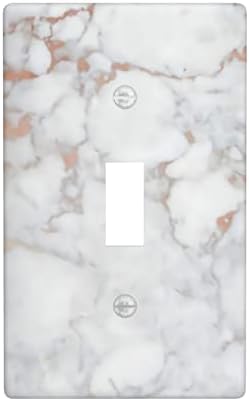 White Marble Rose Gold Single Toggle Switch Wall Plate Device Wall Plate Cover Wall Decor 2.76x4.5 In