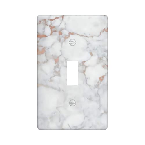 White Marble Rose Gold Single Toggle Switch Wall Plate Device Wall Plate Cover Wall Decor 2.76X4.5 In #TOP1