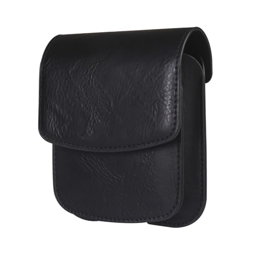 KOOLRIVER・For Galaxy Z Flip7 ケースGalaxy Z Flip6/5/4カバー 横仕様 ウエストポーチ ベルトループ ホルダー ホルスター PUレザー ダブルポケット イヤホンなどが収納可能(ブラック)