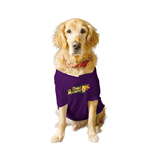Image of Ruse Crew Neck Half Sleeves T-Shirt for Dogs IPL Replica Kolkata Right Striders Team Dog Cotton Jersey Printed Breathable Tees Apparel for Pet - Gift for Dogs (Saint Bernard, Great) (Purple, XXL)