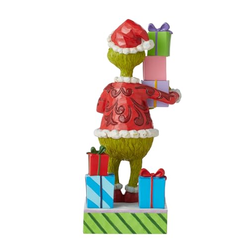 Enesco Jim Shore Grinch Holding Present Figurine, Multicolor, 8 Inches - Image 3
