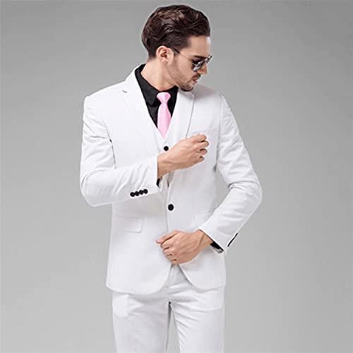 White Men's Suit Set Formal Jacket Pants Slim Men Suits Business Tuxedo 2 Piece Wedding Blazers3