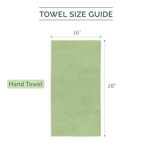 Image of Elegant Comfort 100% Turkish Cotton 4 Lines Viscose Stripe Luxury 4 Pack Hand Towel Set - Ultra Absorbent and Soft 16 x 28 Inch Premium Hotel Spa Quality Towels for Everyday Bath Use, Sage