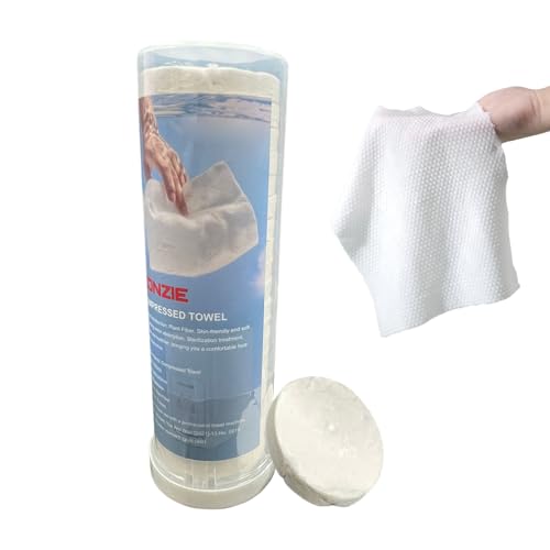 Toallas Comprimidas para Viaje | 20 Piezas Toallitas Portátiles - 28x24 cm Guantes De Inodoro Comprimidos | Para Camping Hotel Uso Diario Piel Cara Manos Baño Limpieza