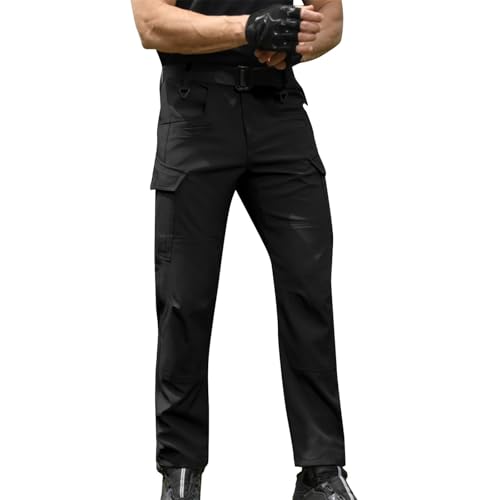 Generisch Pantalones cargo para hombre Slim Fit: pantalones de exterior con muchos bolsillos, pantalones de senderismo ligeros, pantalones de escalada de pierna recta, pantalones de trekking cómodos