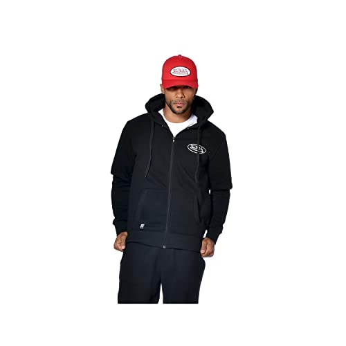Von Dutch Sweat Homme zippé à Capuche imprimé Devant Sliman, Noir Taille M