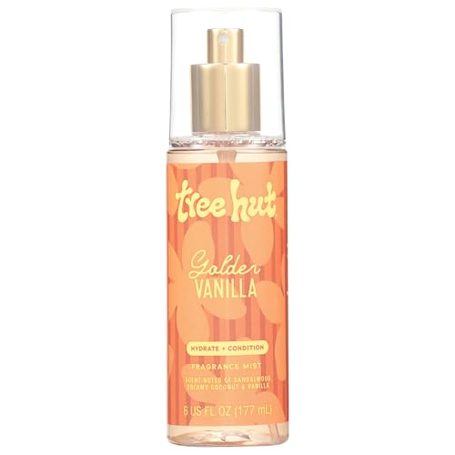 Image of Tree Hut Golden Vanilla Hair & Body Mist, Alcohol-Free Body Spray, 6 Fl Oz, (Pack of 12)
