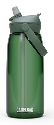 Camelbak THRIVE FLIP STRAW 950 ml Garrafa desportiva – Válvula de fluxo em movimento, proteção contra o pó, alça giratória, ideal para caminhadas, verde florestal, tamanho: OS