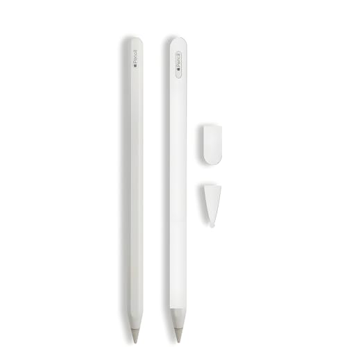 Image of Silicone Case for Apple Pencil Pro & Apple Pencil 2nd Generation, Light Pen Skin Cover Sleeve Accessories Soft Protective iPad Pencil Grip Holder with 2 Nib Covers, White
