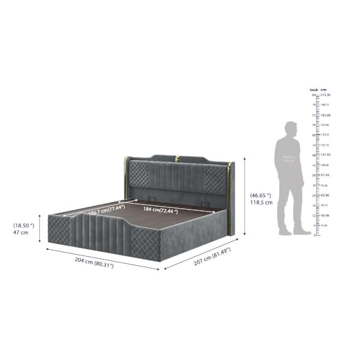 Image of Wakefit Velura King Size Hydraulic Storage Upholstered Bed