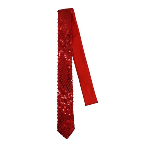 NiceYnn Cravate à Paillette Homme Femme Déguisement pour Costume Carnaval Halloween Mariage Danse Magic Rouge