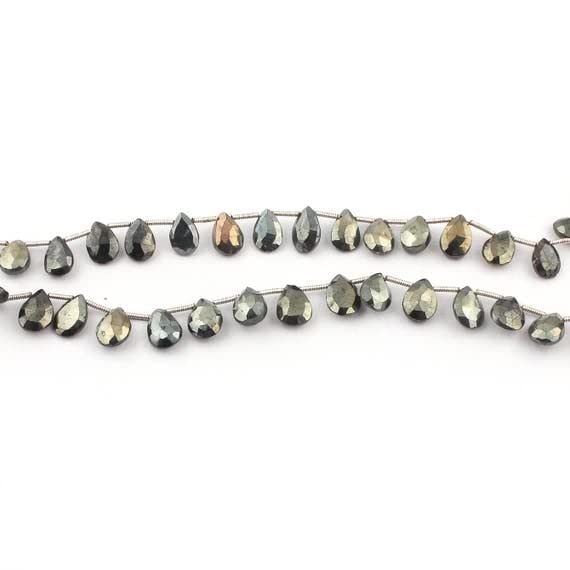 Briolettes en spinelle noir haut de gamme perles poires facettées pour colliers de luxe artisanaux