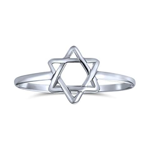 Minimalist Delicate Knuckle Thin 1MM Band Stackable Traditional Religious Magen Hanukkah Intertwined Star Of David Midi Ring For Women Teen Bat Mitzvah 925 Sterling Silver Cover