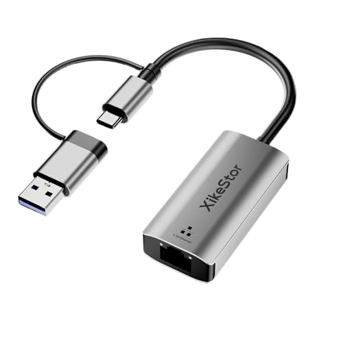 Image of USB 3.0 to 2.5G Ethernet Adapter Multi-Gig Network Card | Realtek RTL8156B chip, aluminum portable LAN card, fits USB-A /USB-C, for MacBook, laptop, PC, Windows, macOS, Linux