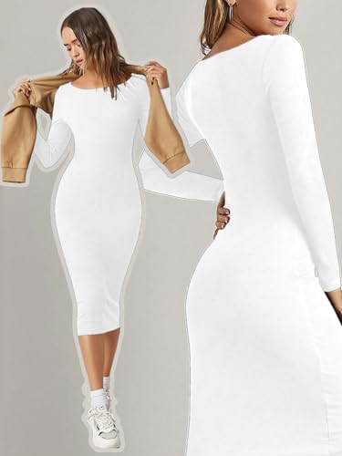 Image of Aahwan Orange Solid Round Neck Solid Bodycon Midi Dress for Women's & Girl's