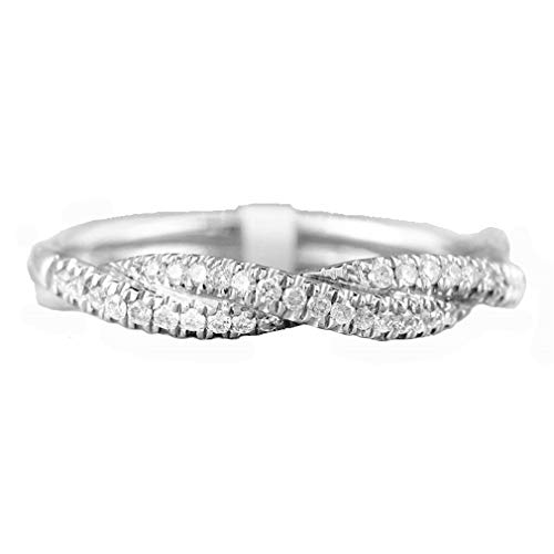 DONGMING Women Infinity Twisted Ring Silver Tone Round Simulated Diamond Ring for Anniversary Jewelry,7
