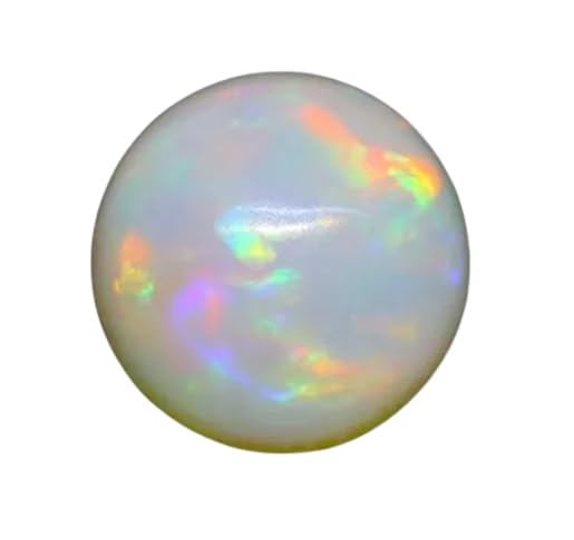 Recopilación y reviews de Ópalo australiano los mejores 5. 27 Piedra natal de ópalo australiano natural ultra blanca de ópalo de fuego, forma redonda (4 mm), piedra de nacimiento suelta para bricolaje, manualidades, joyería, suministros...