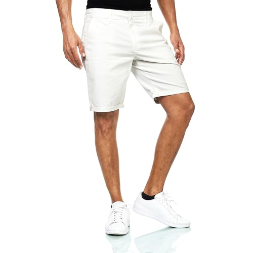 Smith & Solo Chino Shorts Kurz, Kurze Hosen Herren Baumwolle, Bermuda Hose Sommer, Laufshorts Männer Trainingshose (Weiß, XXL)