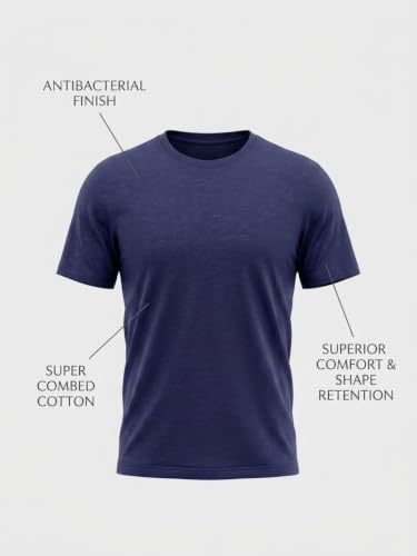 Image of Park Avenue Men Regular Fit Solid Pattern Pure Cotton Round Neck T-Shirt