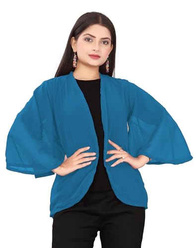 Casual Wear Open Front Chiffon Shrug Girl's Fancy Top Party Wear Shrug C512