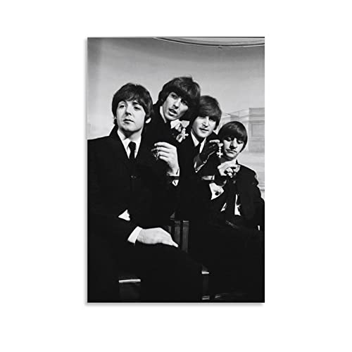 LANGYU Poster vintage classique The Beatles – Impression sur toile – Décoration murale moderne pour chambre à coucher… - Les Beatles, Paul McCartney, John Lennon, RIngo Starr, George Harrison LANGYU Poster vintage classique The Beatles - Impression sur toile - Décoration murale moderne pour chambre à coucher…