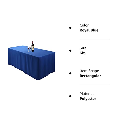 Waysle 6 Feet (L X W: 72"X30") Rectangle Fitted Tablecloth For Wedding Party Banquet,Polyester Cloth Fabric Cover, Royal Blue #TOP4