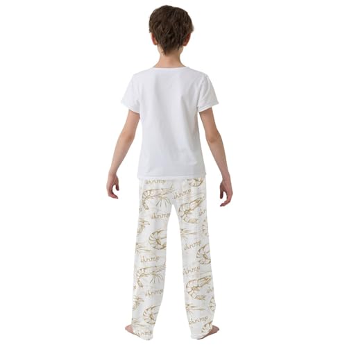 ZZXXB Shrimp Boys Long Pants Soft Trousers Elastic Waist Kids Lounge Bottoms with Pockets S-XL3