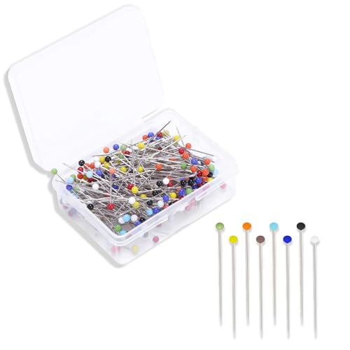 DJHUHN 600 Stück Stecknadeln mit Kopf 38 mm Edelstahl Stecknadeln Für Basteln Nähen Säumen Schmuckteile DekorationBunte