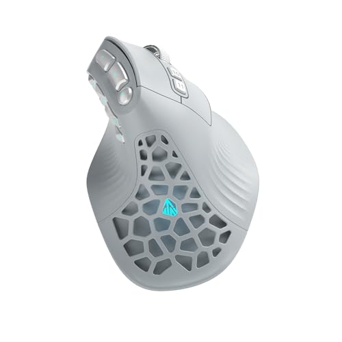 Image of SOLAKAKA E9 PRO Ergonomic Vertical MMO Mouse with 8K Dongle, Gray-Silver | Ergonomic 45 Grip vertical,PAW3395 36000 DPI Sensor, Tri-Mode Wireless,10 Side Buttons,1000mAh Rechargeable,RGB