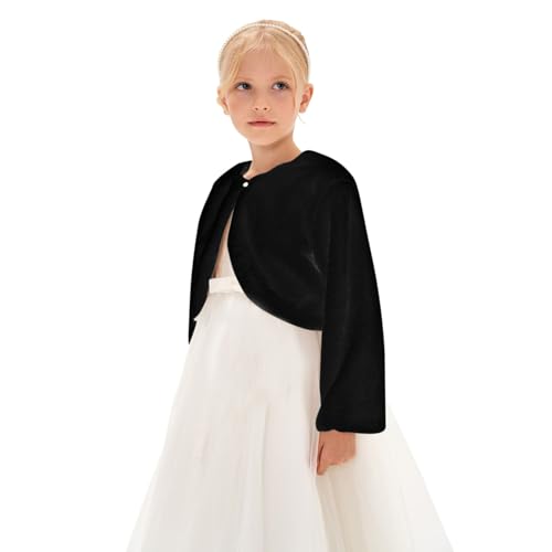 Girls Faux Fur Bolero Shrug Kids Toddler Girls Princess Shawl Wraps Open Front Long Sleeve Cropped Elegant Cardigan3