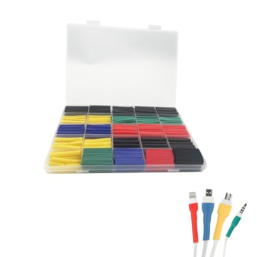 beyourchoi 熱 収縮 チューブ 熱収縮チューブ 収縮チューブ 配線チューブ 伸縮チューブ 絶縁チュ 530 ピースセットーブ 5色 収縮率2：1 サイズ Φ1.5mm～10mm 防水/耐熱/防食 収納ケース付き