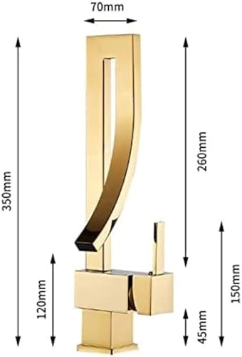 Grifo monomando de latón dorado con función ecológica de agua fría y caliente