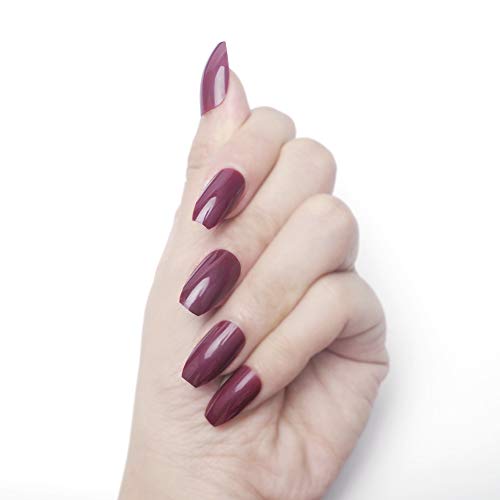 SIUSIO 120Pcs Colorful Coffin Fake Nails Acrylic Full Press on Cover Medium Ballerina UV Top Coat Covered False Gel Nails Ballet Art Tips Sets for Women and Girls(White Black Grey Blue Wine Red)