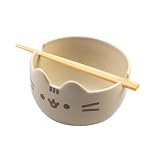 Grupo Erik Ramen Bowl Set With Chopsticks - Pusheen Gifts For Cat Lovers | 31.7 oz - 900 ml, 6.3 x 3.5 inches - 16 x 19 cm Noodle Bowl With Chopsticks