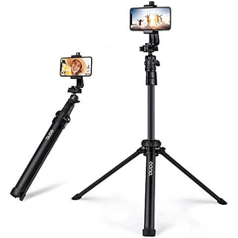 Amazon Brand - Eono Handy Stativ Ständer 151cm Selfie-Stick-Stativ mit universeller Stativkopfhalterung und Smartphone-Halterung, Kamerastativ für iPhone Samsung Huawei Canon Webcam Cover