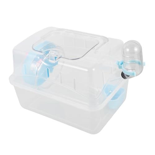 ERINGOGO Portable Hamster Carrier Cage Transparent Small Travel Case for Hamster Guinea Pig Includes Feeding Accessories Lightweight Easy to Carry for Outings