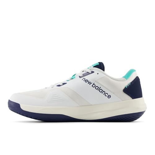 New Balance Men's FuelCell 796 V4 Tennis Shoe, White/Nb Navy/Cyber Jade, 8.5 M