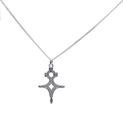 Pendentif Croix d'agades agadez en Argent Massif 925 avec sa chaine de 50cm et un ecrin boite pour offrir Cover