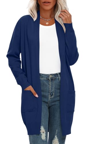 Image of Anymiss Womens Oversized Long Sweater Cardigan with Pockets - Long Sleeve Knit Kimono S-3X
