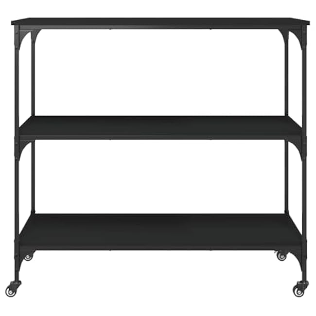 Kitchen Cart Trolley,40.2 X 19.7 X 37.4 in Wooden Kitchen Trolley Organizer Cart Trolley for Dining Room,Black-jdeopsOn