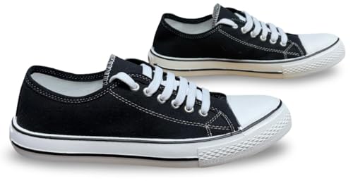 Image of Classic Canvas Low-Top Sneakers, Casual Lace-Up Style with Rubber Sole for Mens