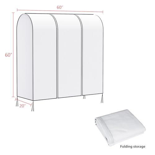 Syeeiex 5ft Clothes Rail Cover With Strong Zipped 152cm Dustproof Clothes Rack Cover Protective Zip Over Cover for Garment Hanging Coat Rail White - Image 3