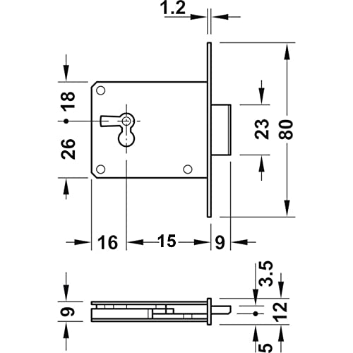cyclingcolors Einsteckschloss Möbelschloss Zierschlüssel Schrankschloss Aufschraubschloss, Links
