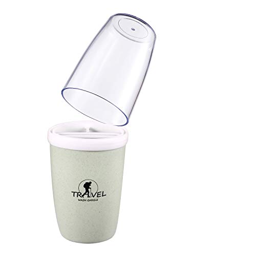 Jeopace Toothbrush Cup Portable Toothbrush Holder Multifunction Travel Cup Organizer Toothbrush Case and Carrier for Bathroom School Business Trip (Green)