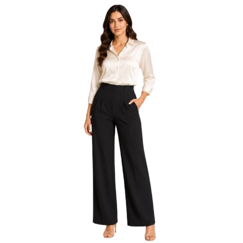 Women's High-Waist Flare Trousers, Wide Leg Dress Pants with Pockets, Work Office Wear-picture-44