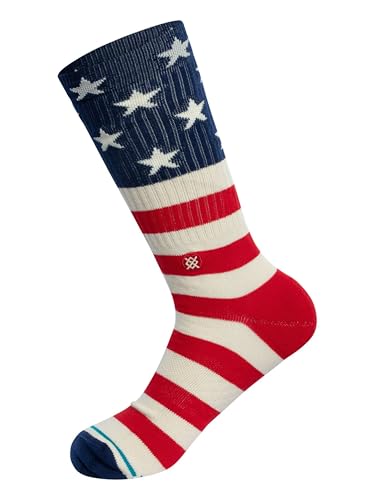 Stance Icon Casual Crew Socks 3-Pack for Men and Women, Americana Multicolor3